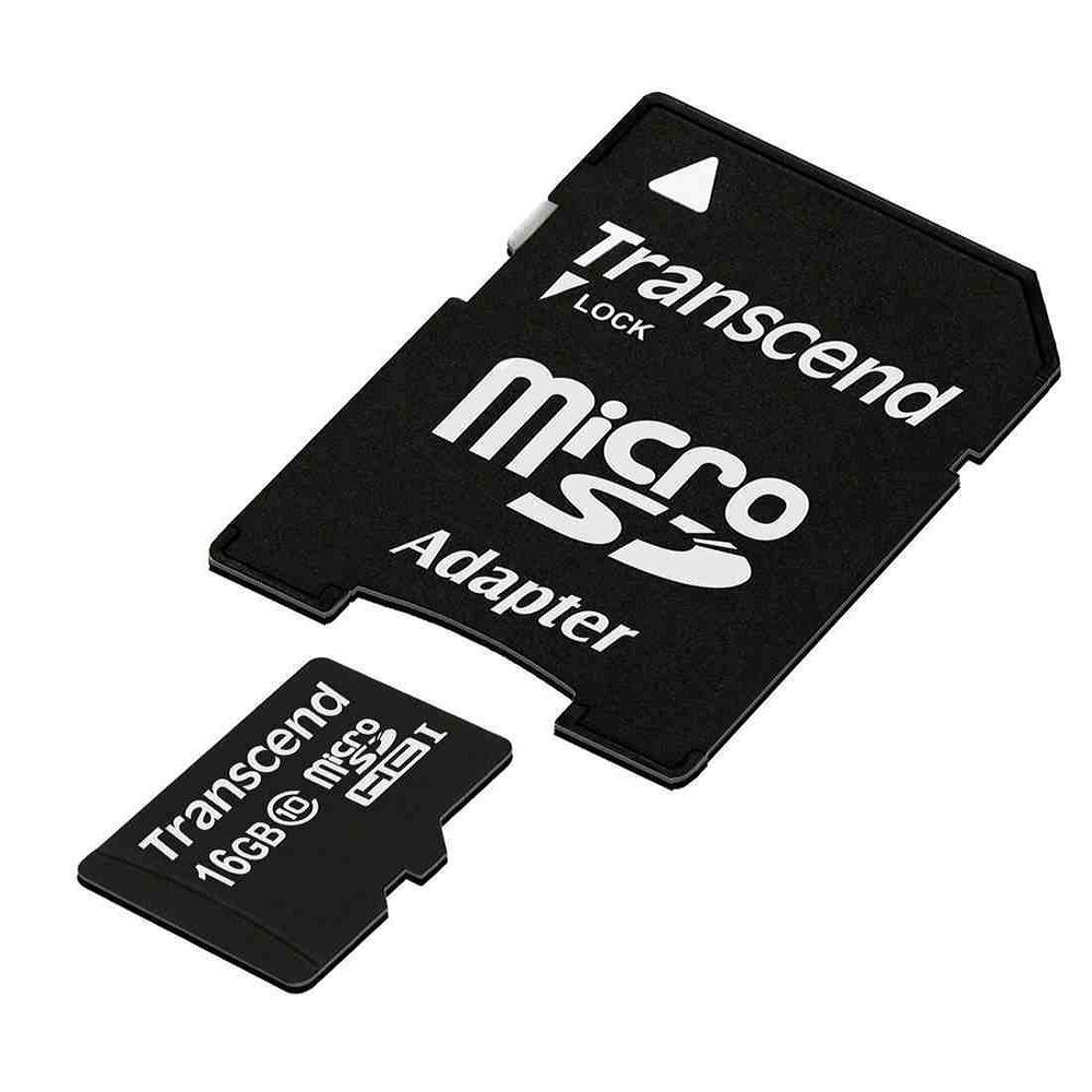 بطاقة ذاكرة فلاش ترانسيند سعة 16 جيجابايت مايكرو إس دي إتش سي الفئة 10