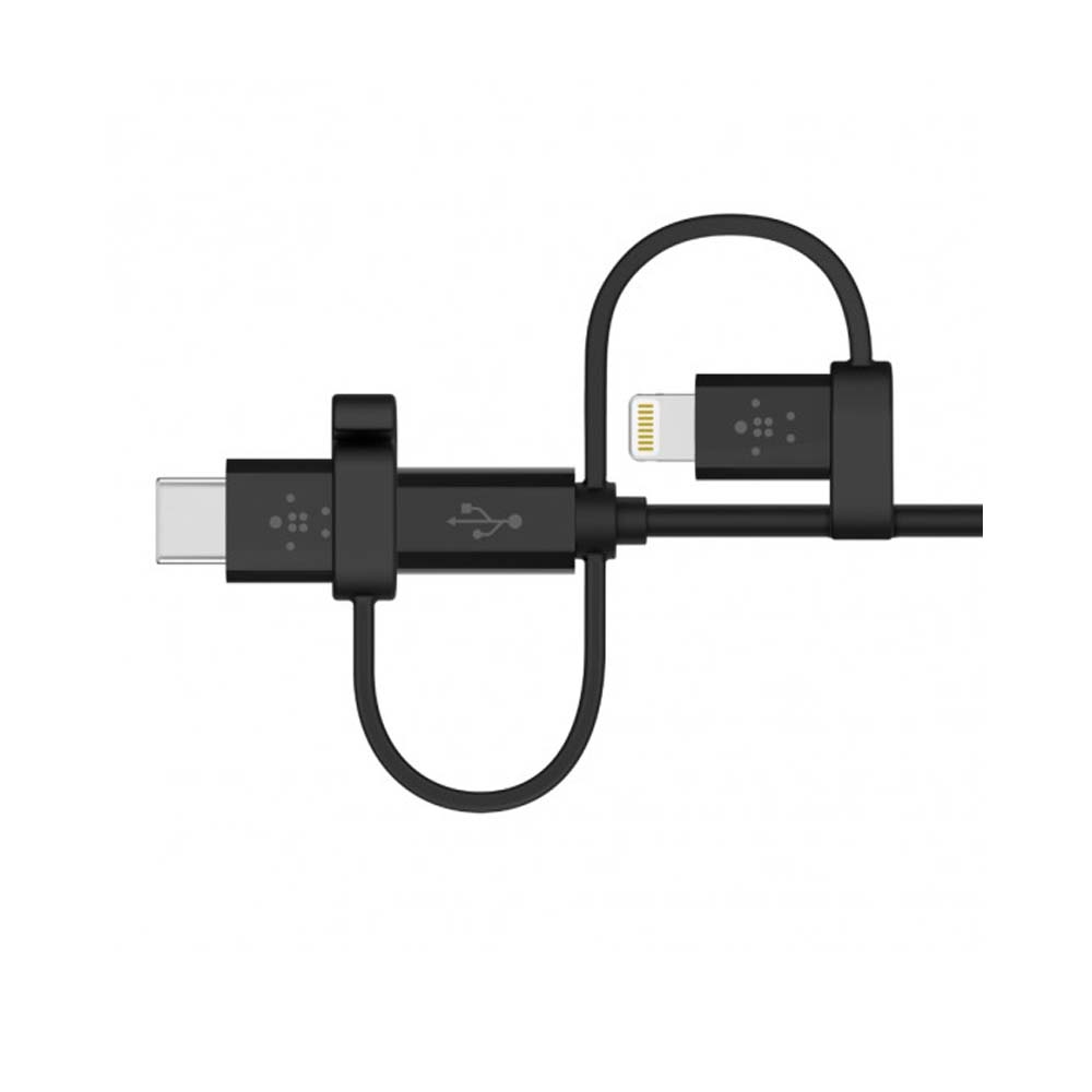 BELKIN UNIVERSAL CABLE LIGHTNING & MICRO USB & USB-C (BLACK) (MCB102) (1.2M)