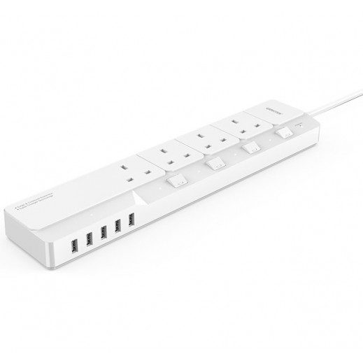 ORICO SURGE PROTECTOR WITH 4 AC OUTLETS & 5 USB PORTS – WHITE